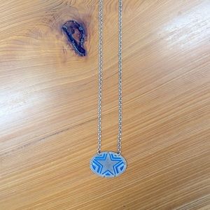 Silver and aluminum necklace by New Orleans Artist GoGo.  Turquoise/silver